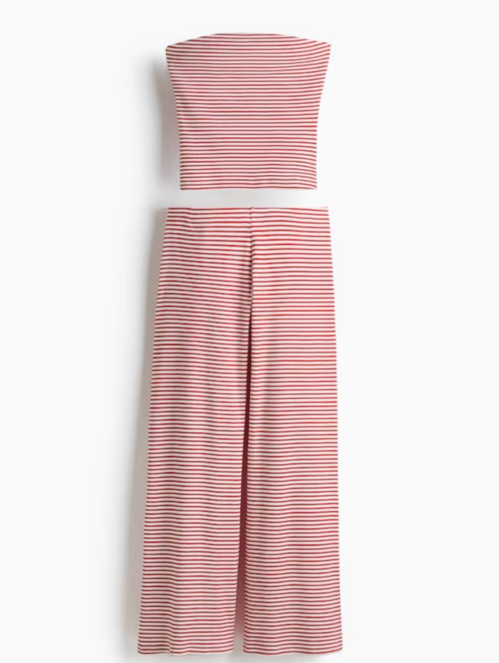 NWT H&M Striped Two-Piece Tube Top and Wide-Leg Pants Set - Red and White